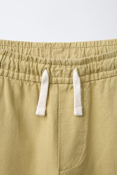 PANTALON EN COTON AVEC ÉLASTIQUES - Ocre de Zara - Image 2