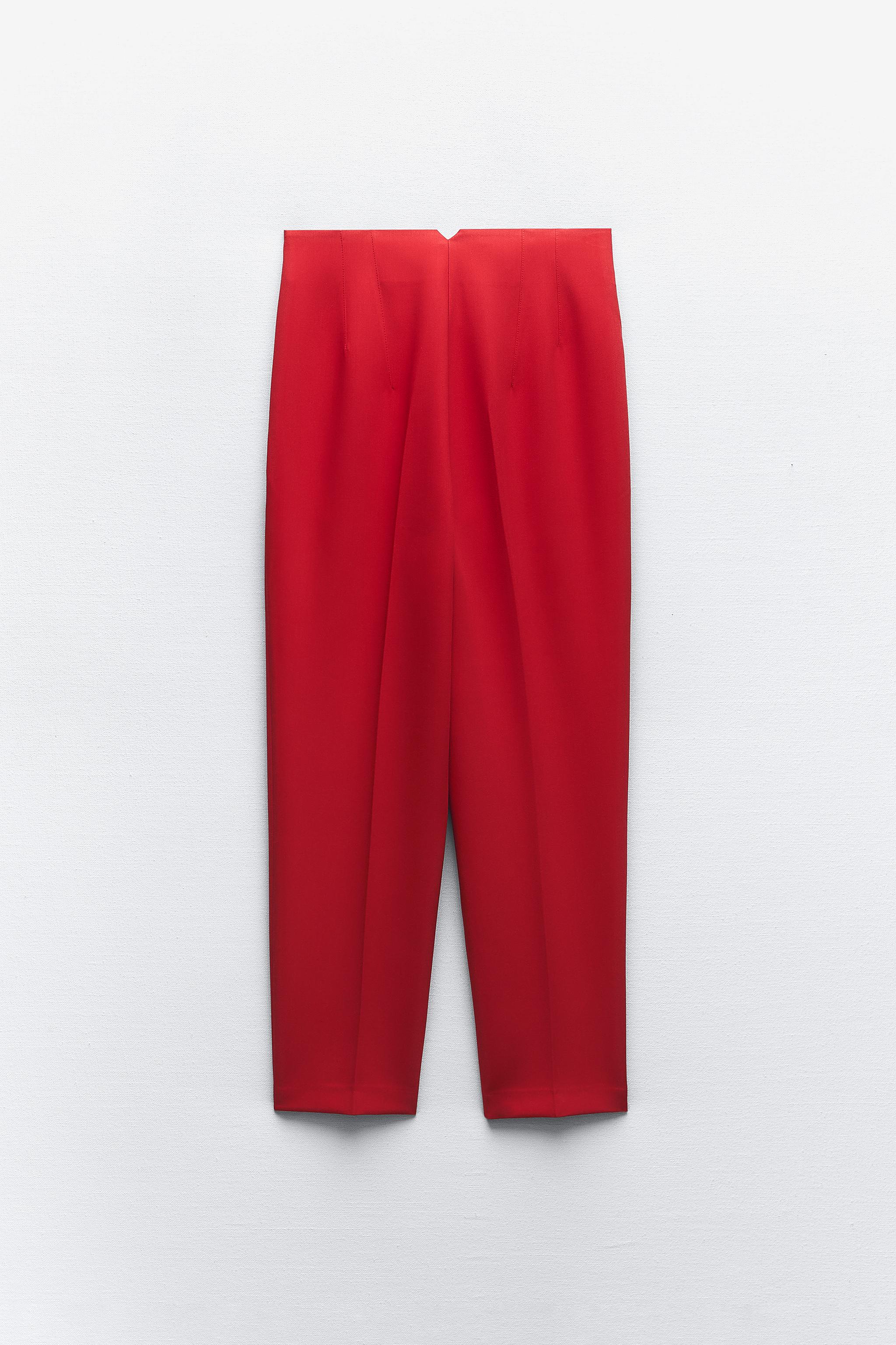 HIGH-WAIST TROUSERS - Red