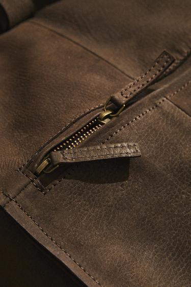 FADED LEATHER TRAVEL BAG - Brown by Zara - Image 0