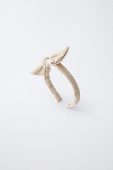 Zara PIQUÉ BOW HEADBAND - Ecru