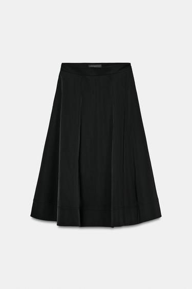 CHÂN VÁY MIDI XẾP LỚP ZW COLLECTION - Màu đen từ Zara