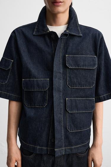DENIM SHIRT WITH POCKETS - Blue by Zara - Image 6