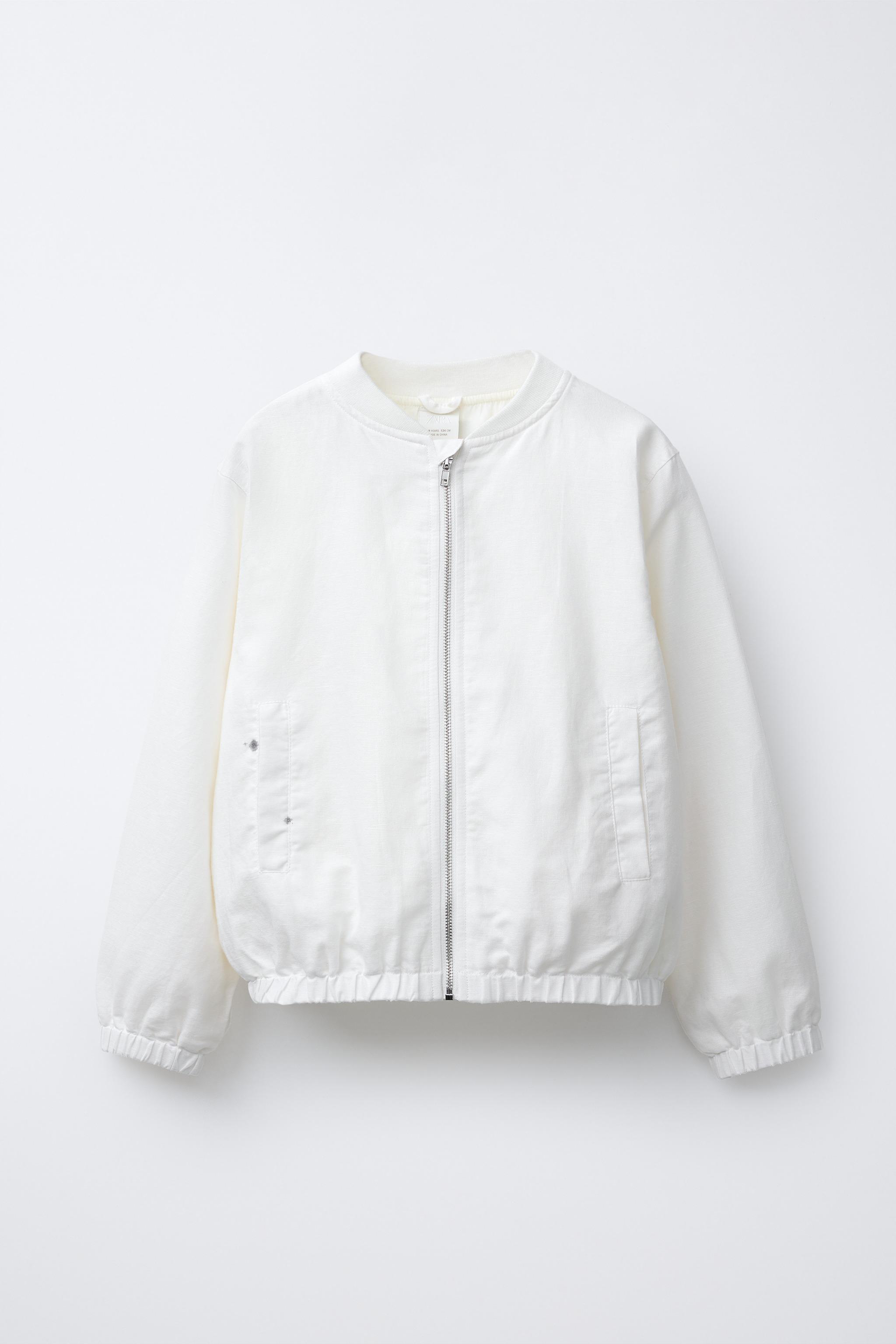 OHGA オーガ BUBBLE JK バブルジャケット ホワイト ブルゾン LINEN BLEND AND COTTON BOMBER JACKET WITH LABEL - White | ZARA