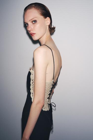 VESTIDO COMBINADO CROCHET - Negro de Zara