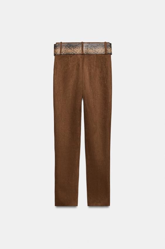 LEGGINGS EFFET DAIM AVEC CEINTURE - Camel moyen de Zara - Image 6
