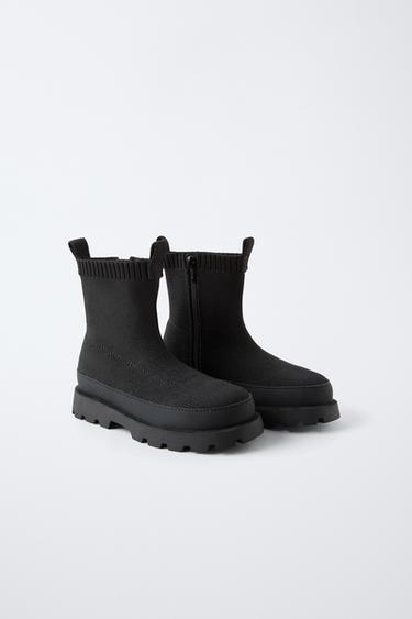 SOCK-STYLE BOOTS - Black by Zara - Image 1