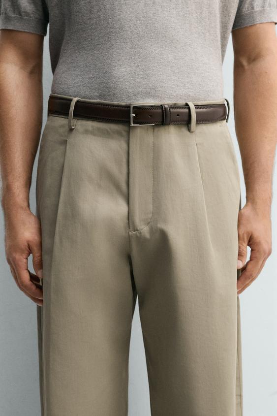 CINTURÓN PIEL VESTIR - Marrón de Zara - Imagen 0