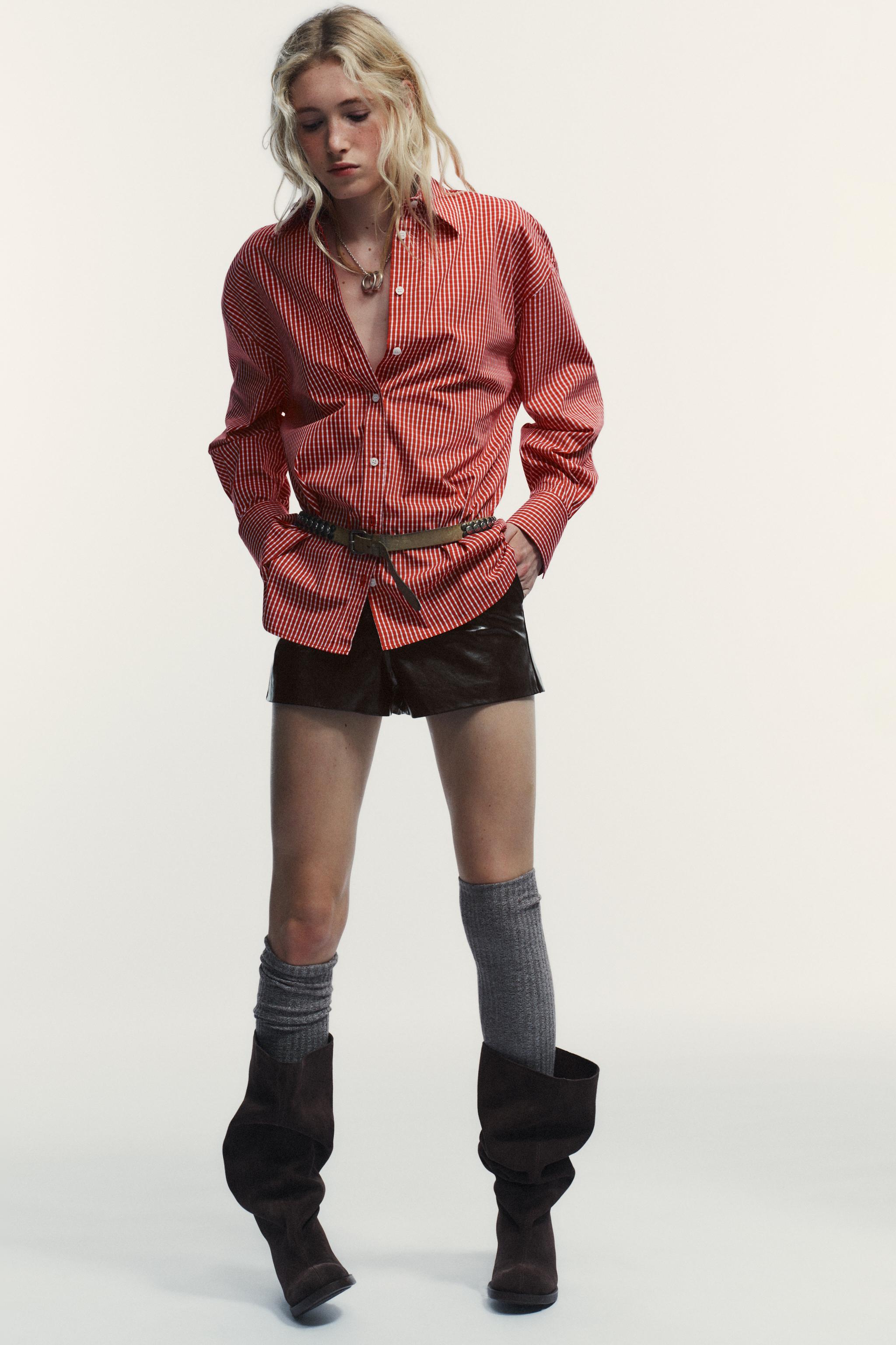 CHEMISE OVERSIZE EN POPELINE À CARREAUX