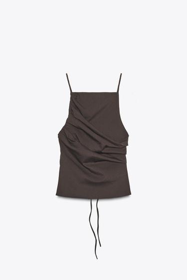 OPEN BACK PLEATED TOP - Dark brown by Zara - Image 6