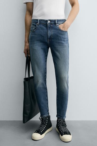 Zara SKINNY CROPPED FIT JEANS - Blue