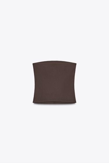 FLOWER BANDEAU TOP - Brown by Zara - Image 4
