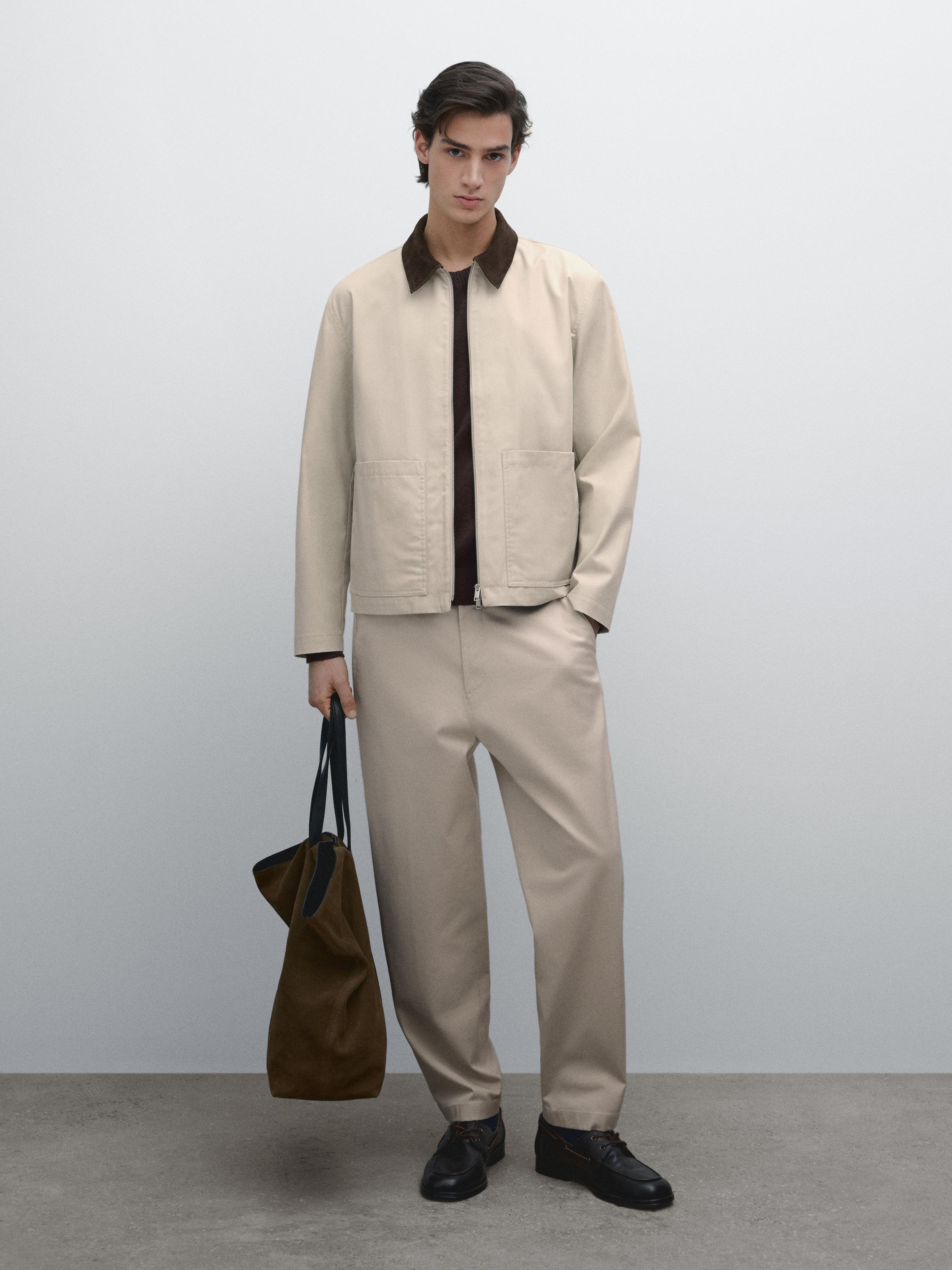 100% cotton jacket with collar detail