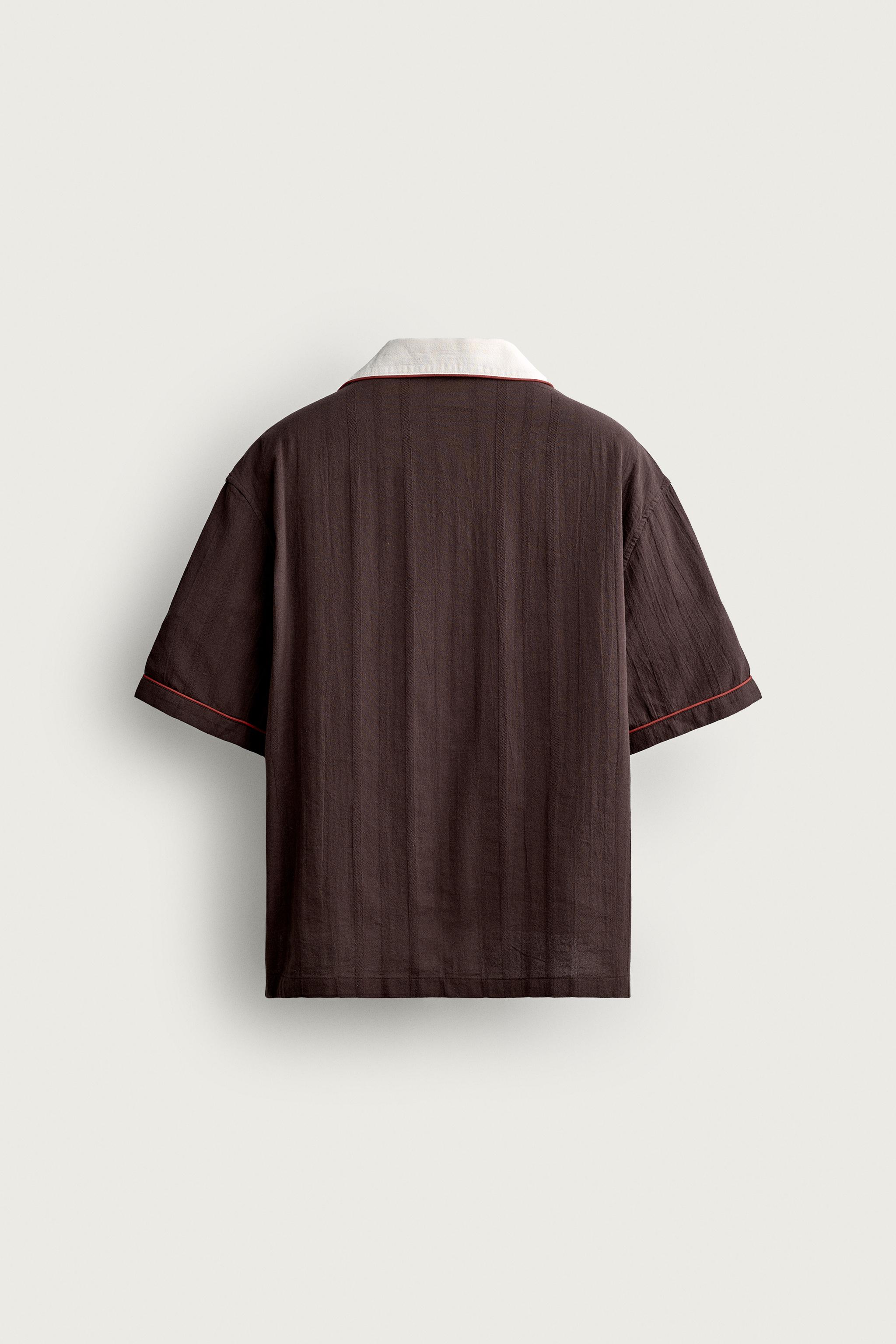 Мужские рубашки Zara CHILI EMBROIDERY RELAXED FIT SHIRT — фото 8