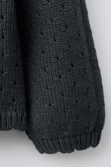 KNIT SWEATER WITH CROCHET COLLAR - Mid-blue by Zara - Image 3