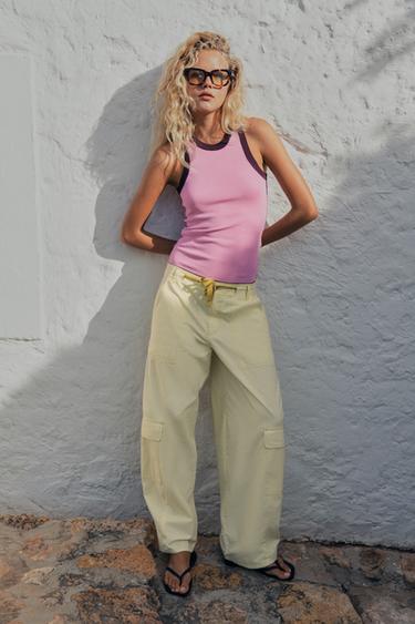 بنطلون OVERSIZE CARGO - أصفر الخاص بـ Zara