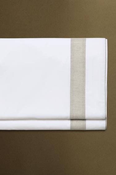 COTTON FLAT SHEET WITH BORDER - White by Zara - Image 5