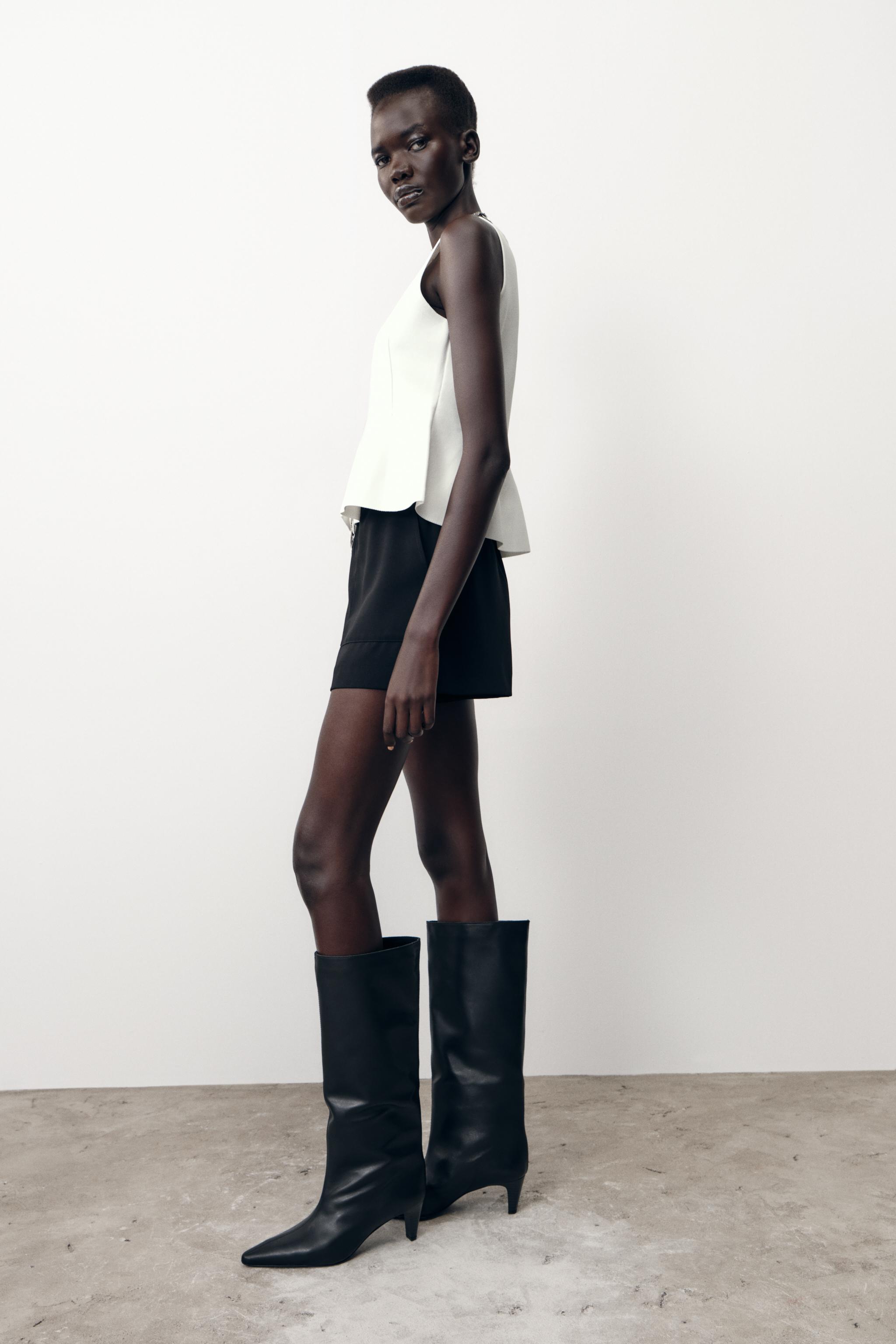 【bode】ZARA ワイドシャフトキトゥンヒールブーツ キトゥンヒールブーツ - カーキ | ZARA Japan / 日本