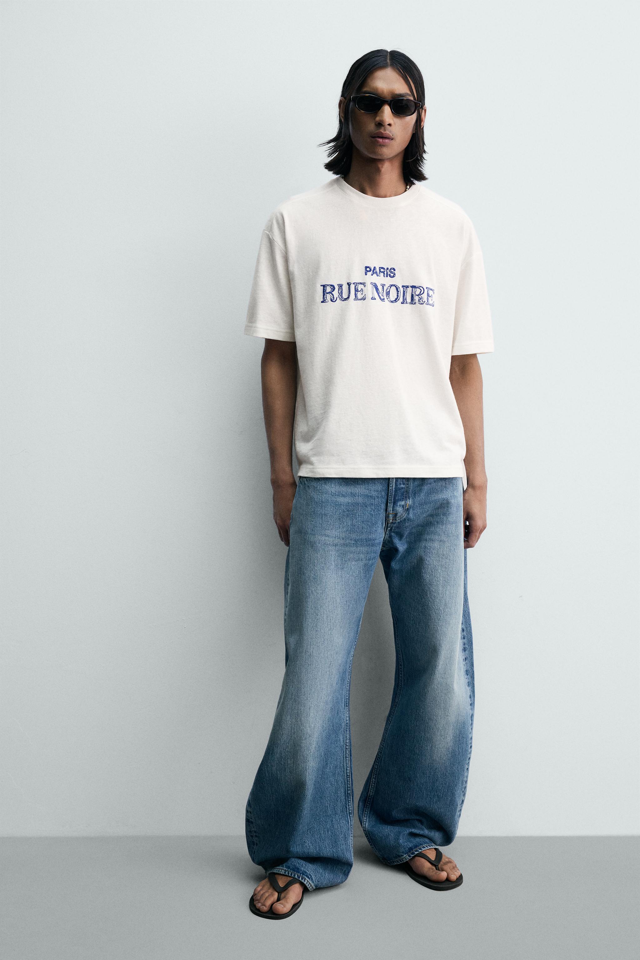RELAXED FIT EMBROIDERED TEXT T-SHIRT