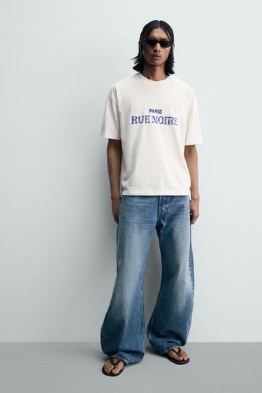 RELAXED FIT EMBROIDERED SLOGAN T-SHIRT - White by Zara - Image 5