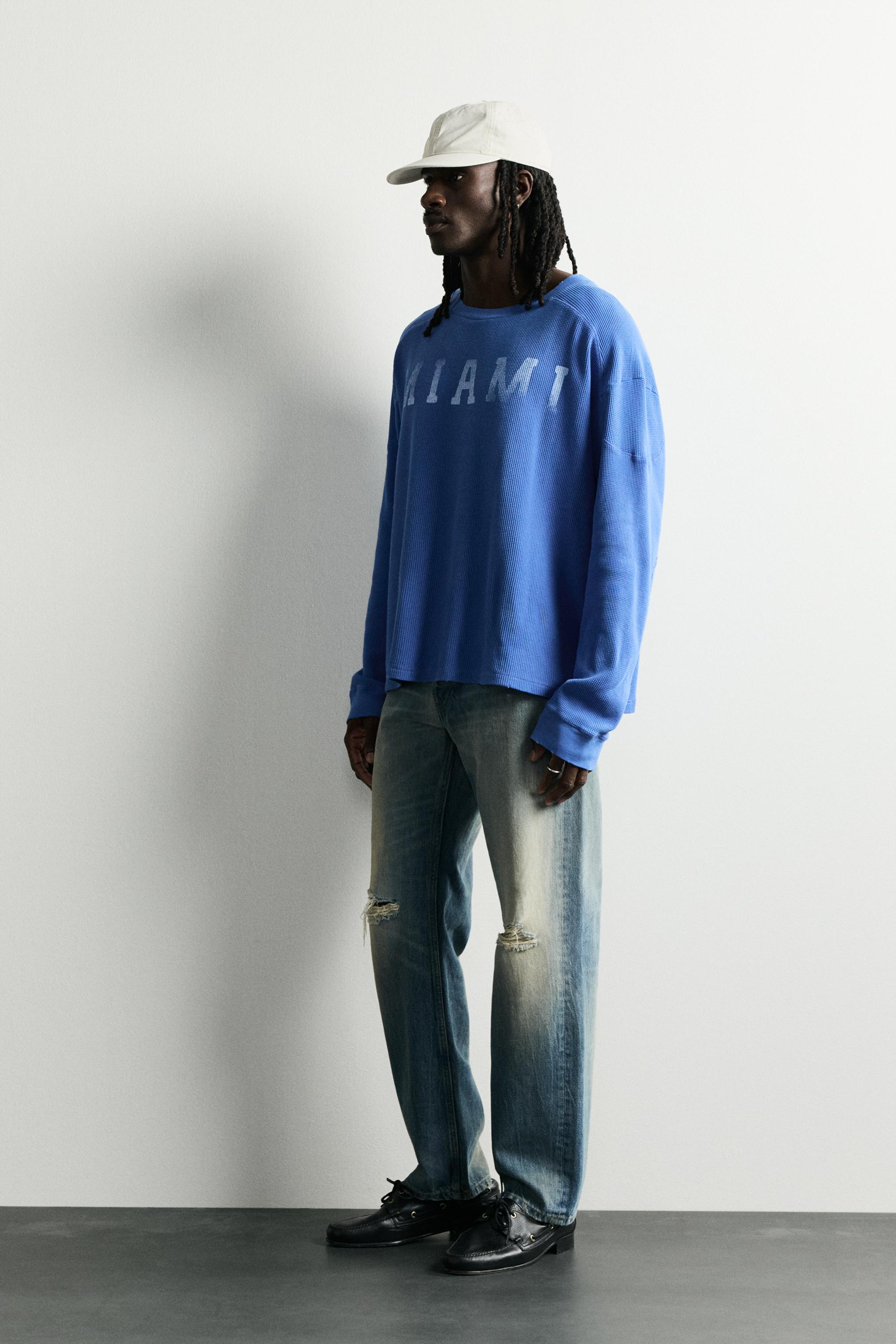Мужские футболки Zara MIAMI WAFFLE KNIT T-SHIRT — фото 4
