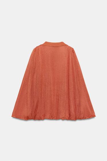 KNIT POLO COLLAR TOP - Orange by Zara