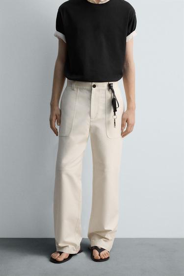 REGULAR FIT TROUSERS WITH POCKETS - Oyster-white by Zara