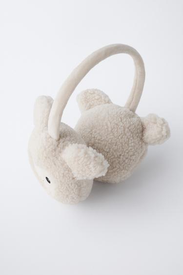 FAUX SHEARLING SHEEP EARMUFFS - Ecru by Zara - Image 3