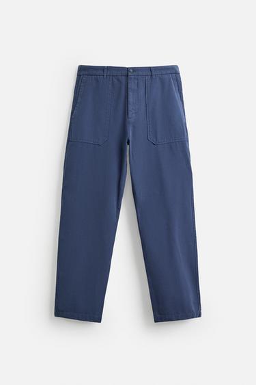 STRAIGHT-LEG CANVAS TROUSERS - Blue by Zara - Image 6