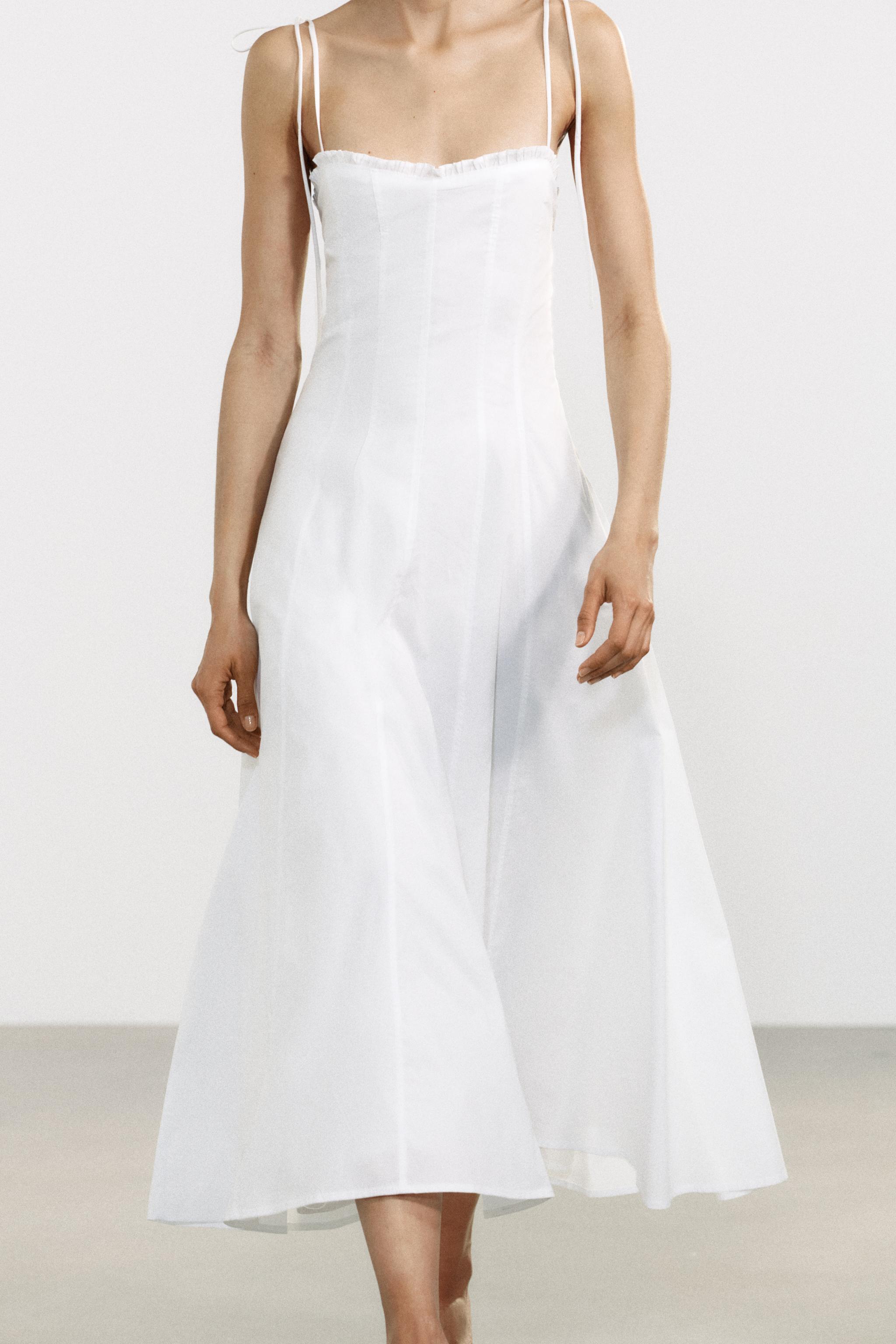 zara white tweed midi dress Blazer Zara Tweed Midi Dress Vestido Tweed Blanco Zara ZARA NEW WOMAN FW24 100% LINEN MIDI