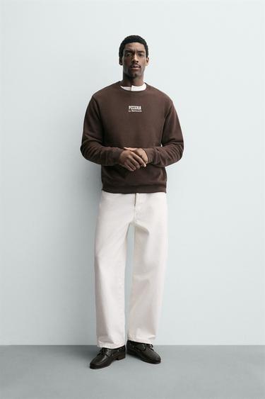 SWEATSHIRT MED PRINT PIZZERIA LA MONTECARLO - Brun fra Zara - Billede 0