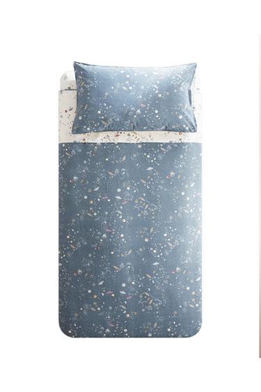 KIDS' REVERSIBLE SPACE DUVET COVER - Ecru / Blue by Zara