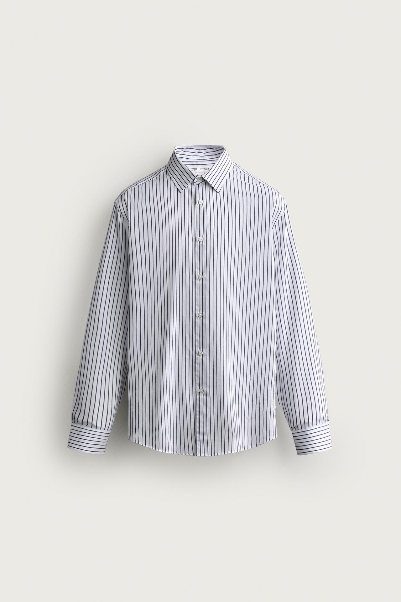 STRUCTURED REGULAR FIT SHIRT — striped