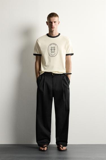 PLAYERA RIB CONTRASTE ESTAMPADO - Crudo de Zara - Imagen 0