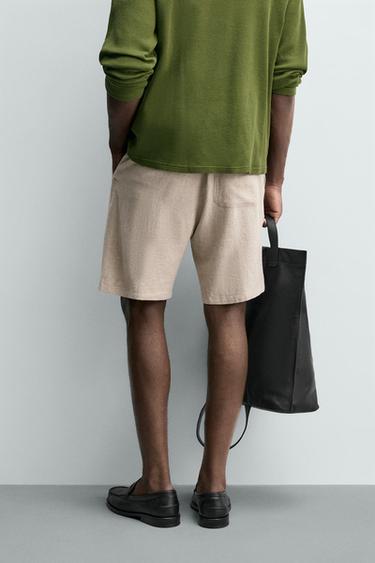 SHORT RELAXED FIT VISCOSE - LIN - Beige clair de Zara - Image 2