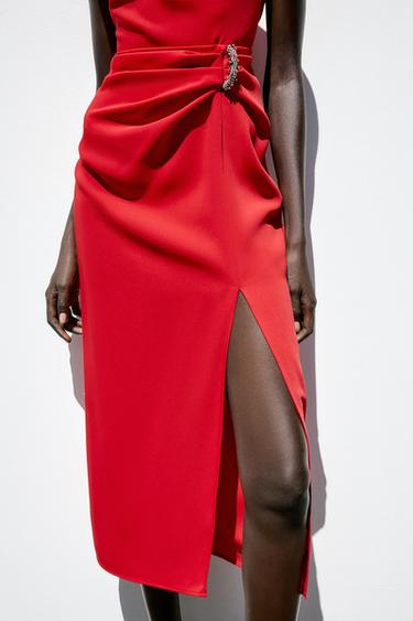 HARDWARE MIDI DRESS - Red by Zara - Image 4