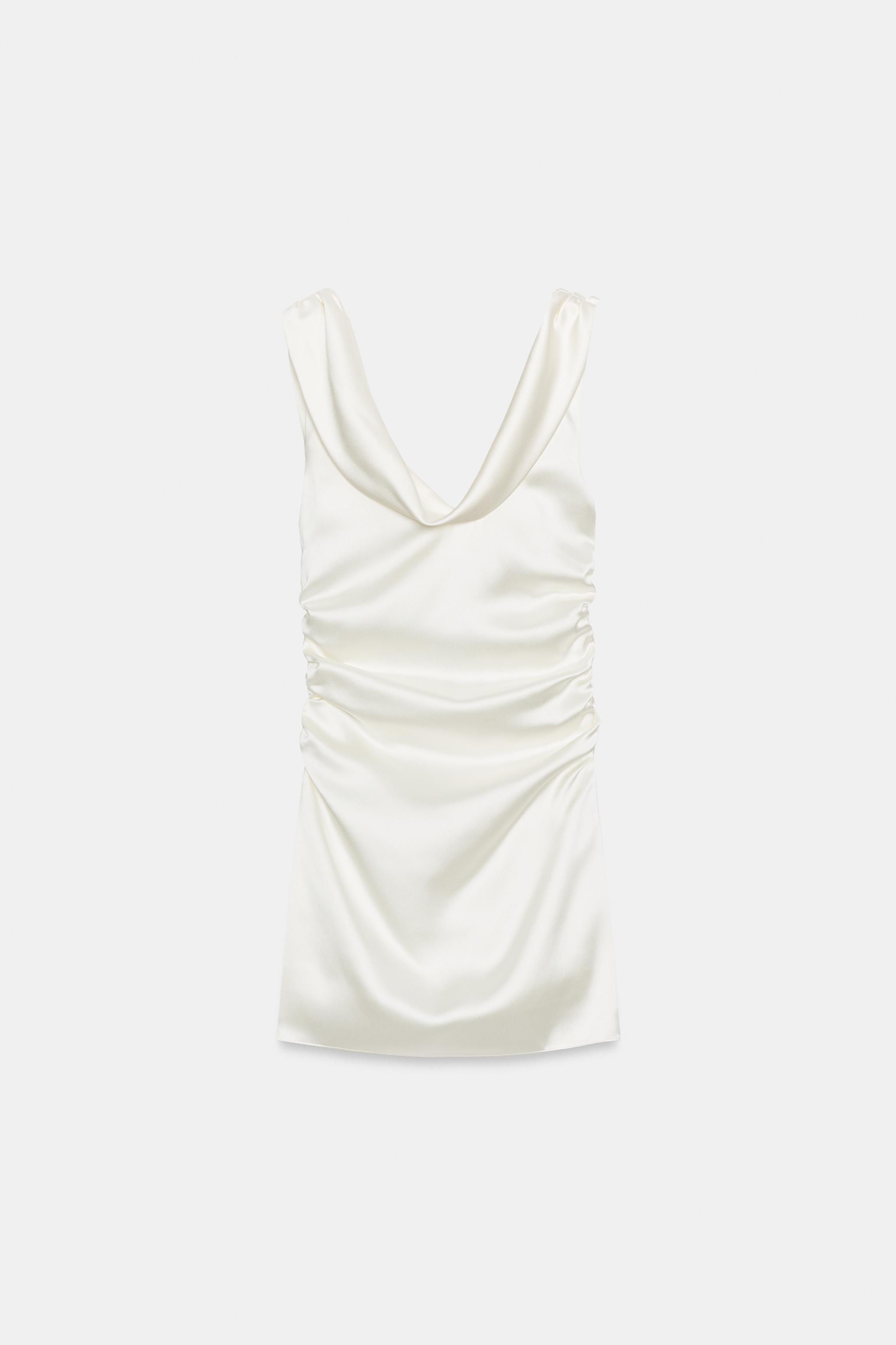DRAPED SATIN MINI DRESS