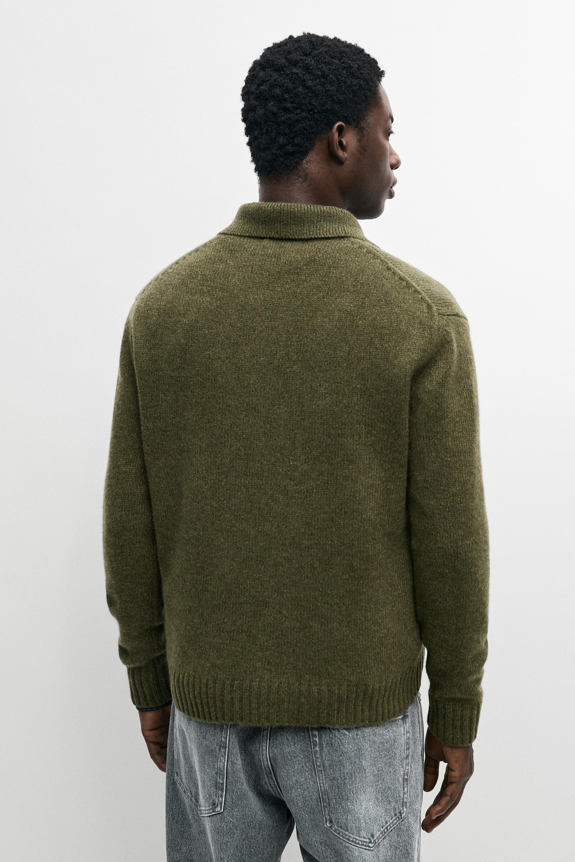 Pull polo en maille à boutons 100 % laine