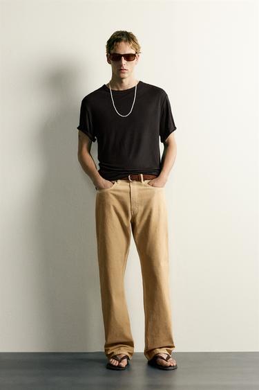 JEAN LOOSE FIT LAVAGE IRRÉGULIER - Ocre de Zara
