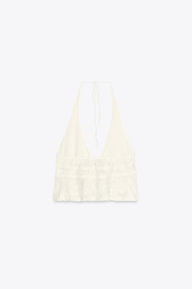 TOP HALTER TEXTURÉ - Blanc cassé de Zara - Image 1