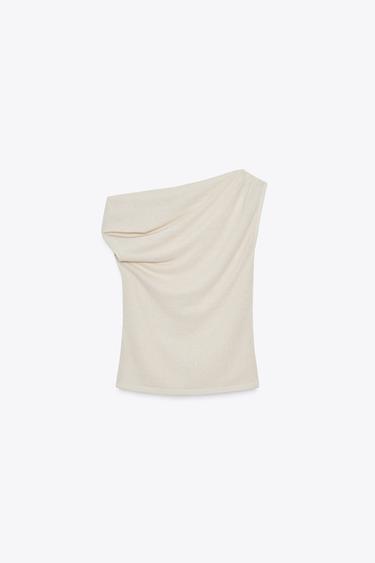 ASYMMETRIC CUT-OUT KNIT TOP - Sand by Zara - Image 5