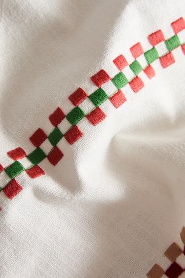 NAPPE INDIVIDUAL COTON CRAYONS MULTIPLES - Blanc / Vert de Zara - Image 2