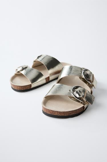 METALLIC BUCKLE SANDALS - Silver by Zara - Image 2