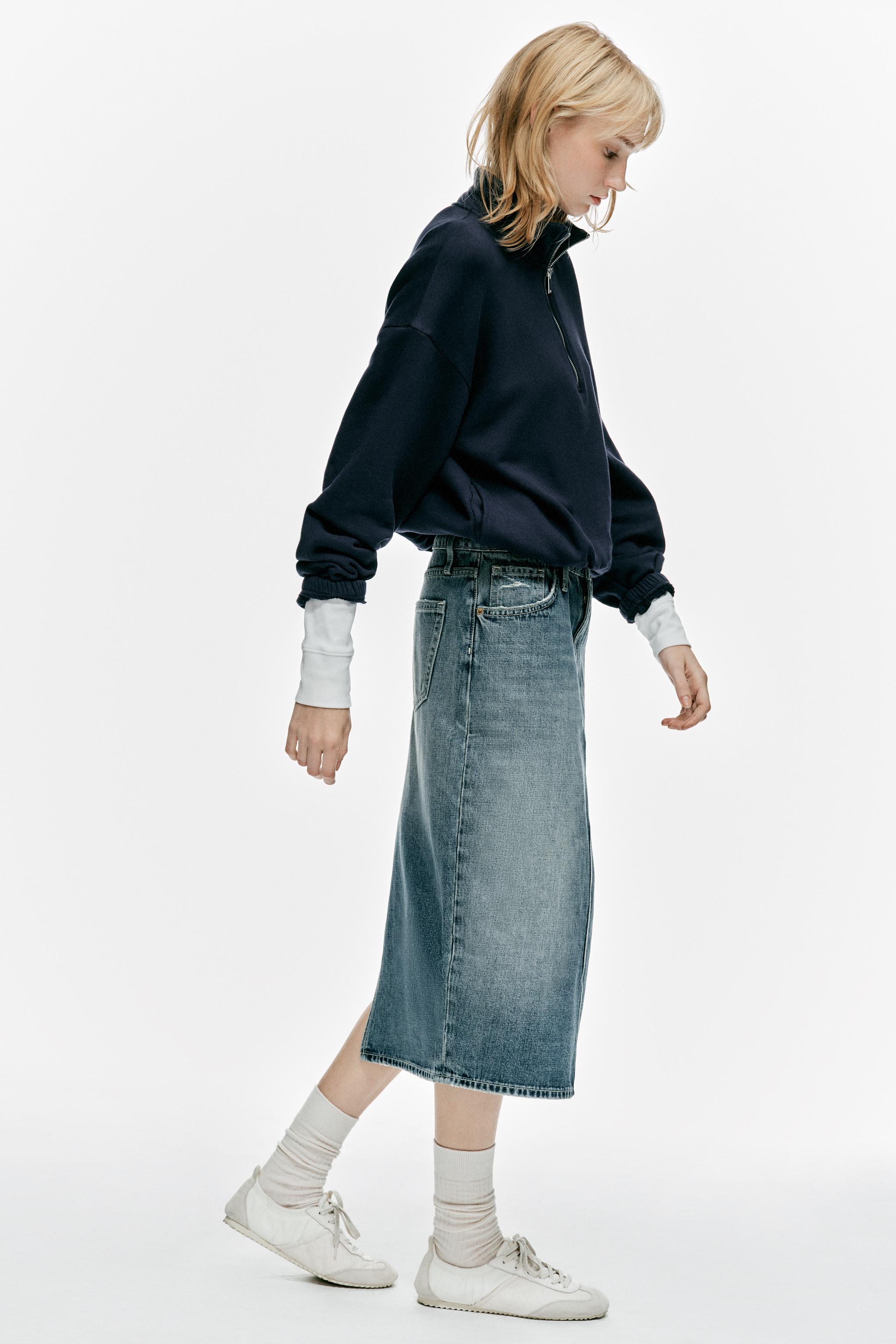 Zara TRF DENIM MİDİ ETEK görsel 4