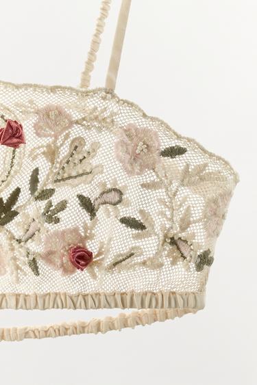 SOUTIEN-GORGE TULLE BRODERIES FANTAISIE - Écru de Zara - Image 4