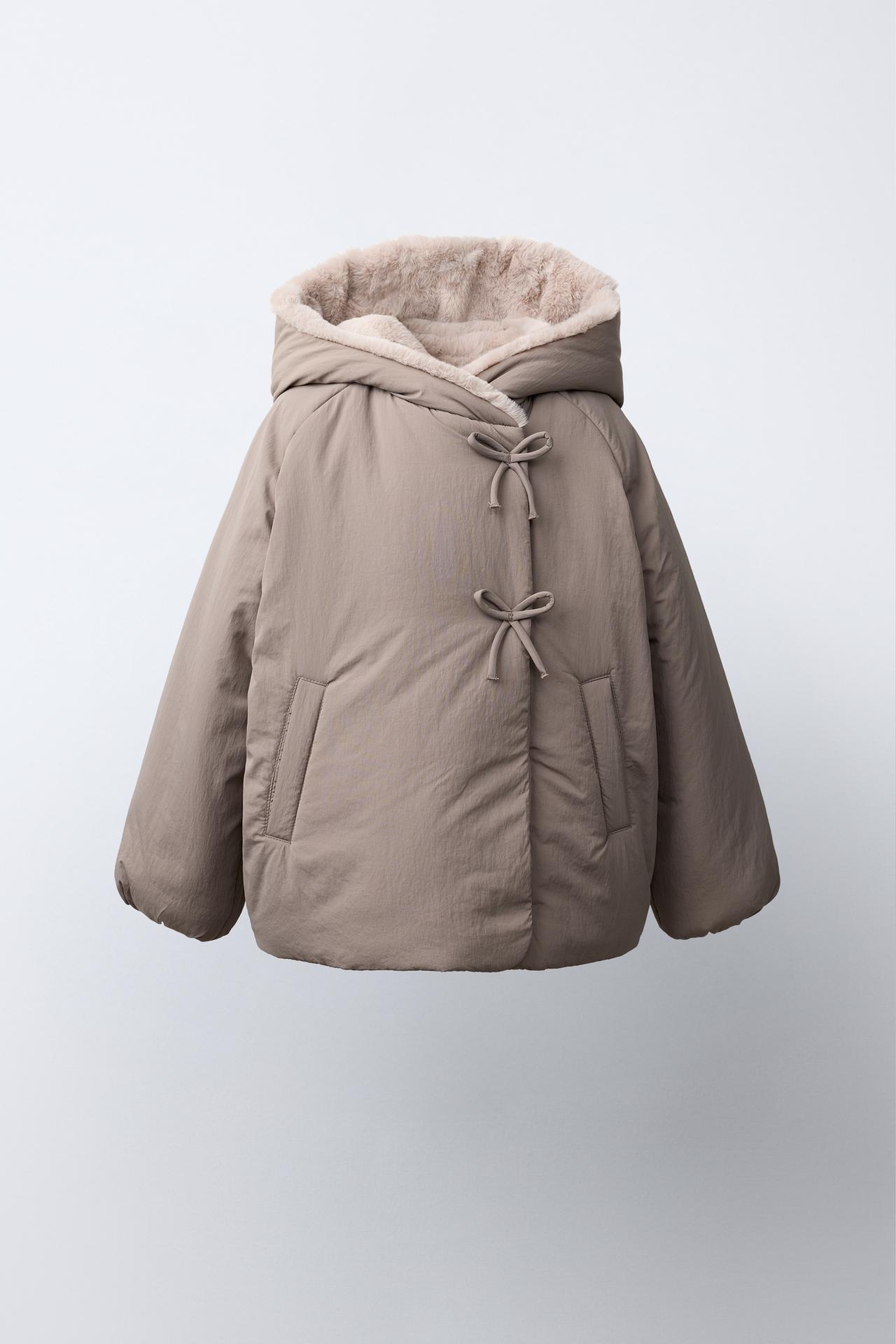 WATER-REPELLENT FAUX-FUR COAT — Brown / Taupe
