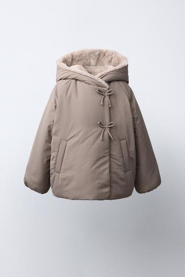 WATER-REPELLENT FAUX-FUR COAT — Brown / Taupe 1