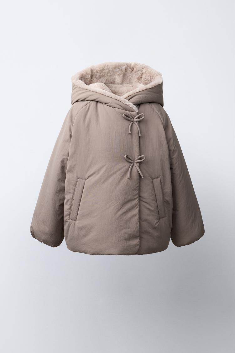 WATER-REPELLENT FAUX-FUR COAT — Brown / Taupe