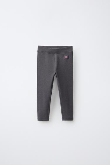RIBBED LEGGINGS WITH LABEL - Dark grey by Zara