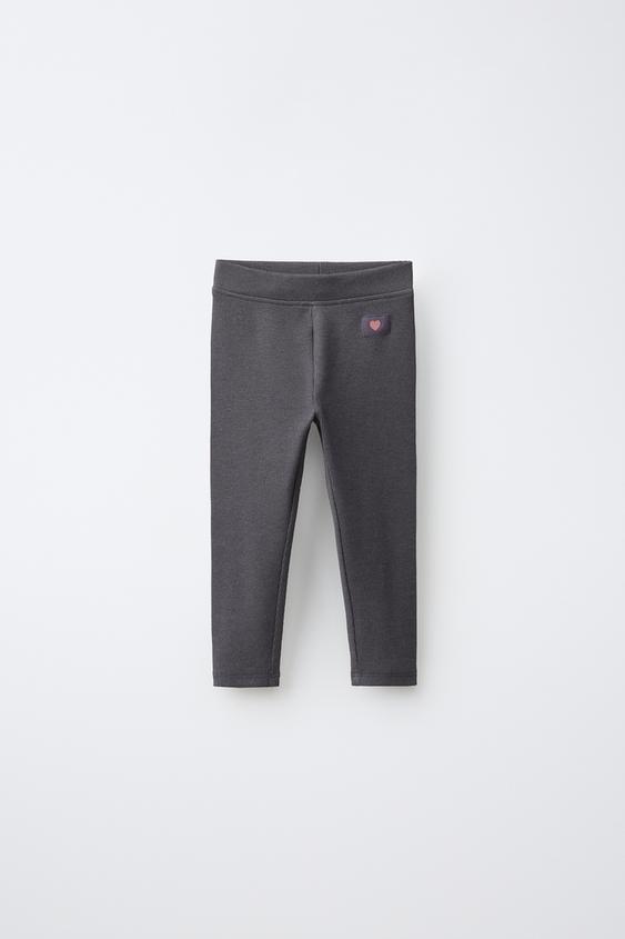 RIBBED LEGGINGS WITH LABEL - Dark grey by Zara - Image 0