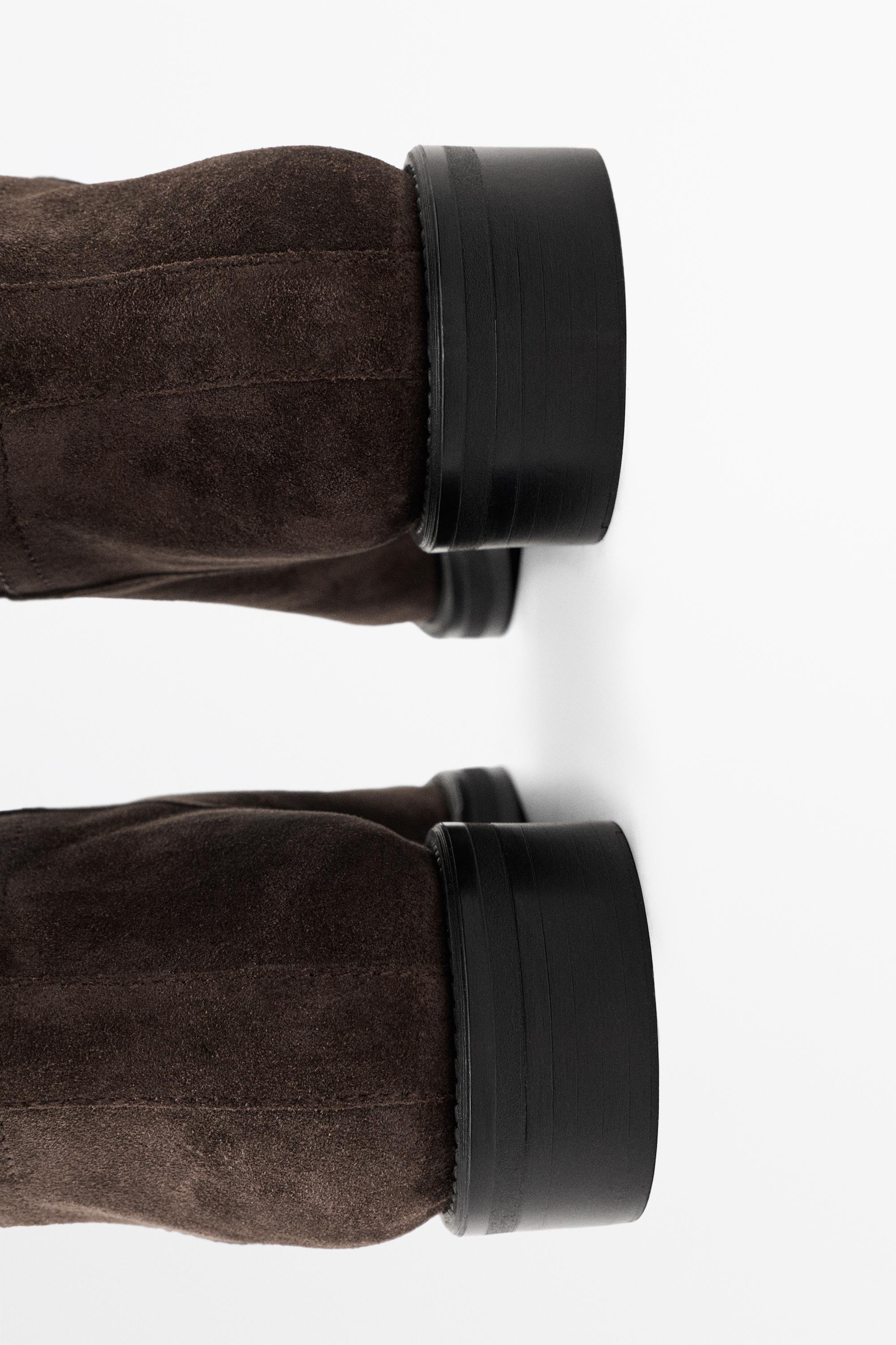 Split suede leather equestrian boot